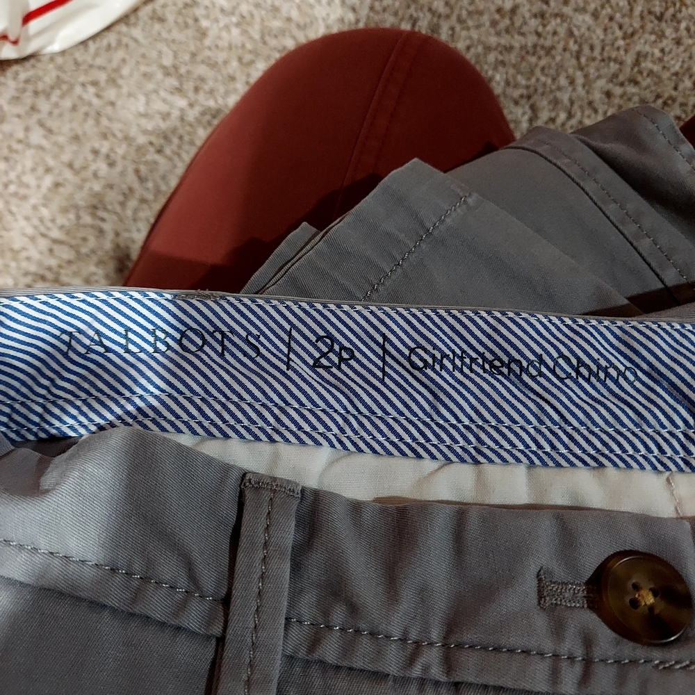 Talbots Women's Pants - Gray and Blue Girlfriend Chinos - Picture 5 of 11